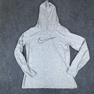 Nike Dry Victory Dri-FIT Hoodie Women Medium Heather Gray Swoosh Logo Activewear